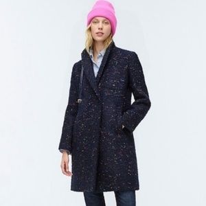 J Crew Daphne Topcoat Coat in Italian Tweed Navy Speckle NWT